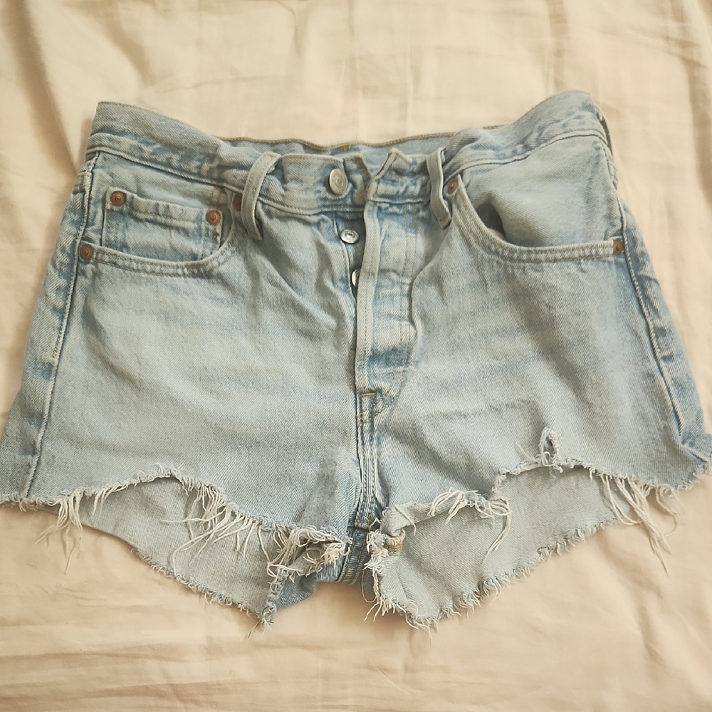 Levi's Blue Jean Shorts Distressed Cut-Off Hem